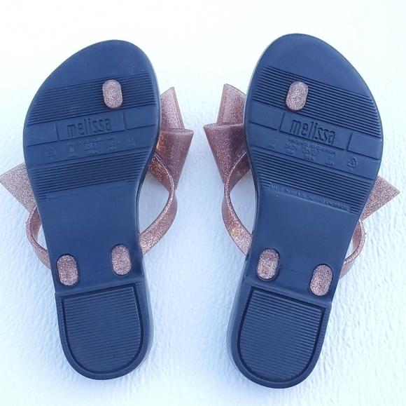 Melissa Girls Harmonic Sweet VII Black Bow Slip On Flip Flop Sandals Size 11 - Picture 7 of 7